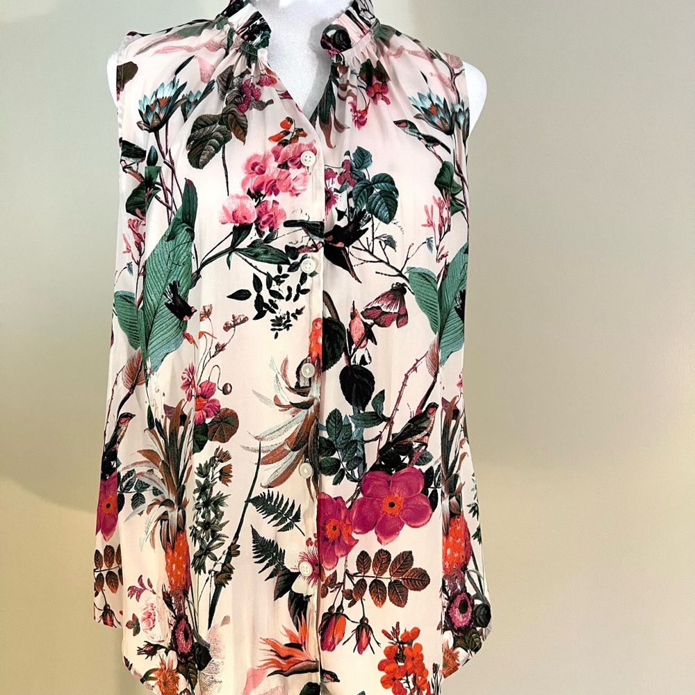 Banana Republic pink floral multi sleeveless top size S